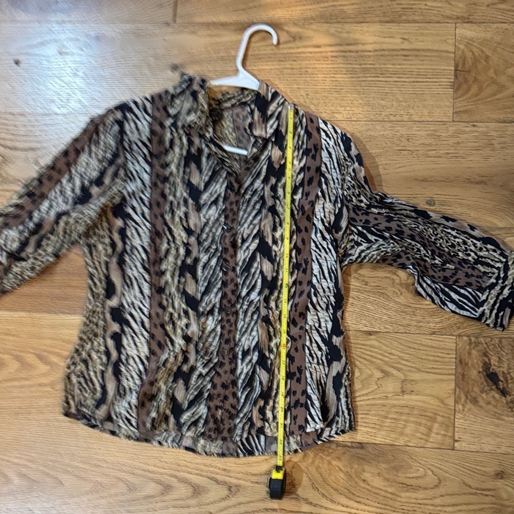 SilkLand Animal Print Blouse - Black, Brown, Cream Medium A019 - Picture 8 of 9